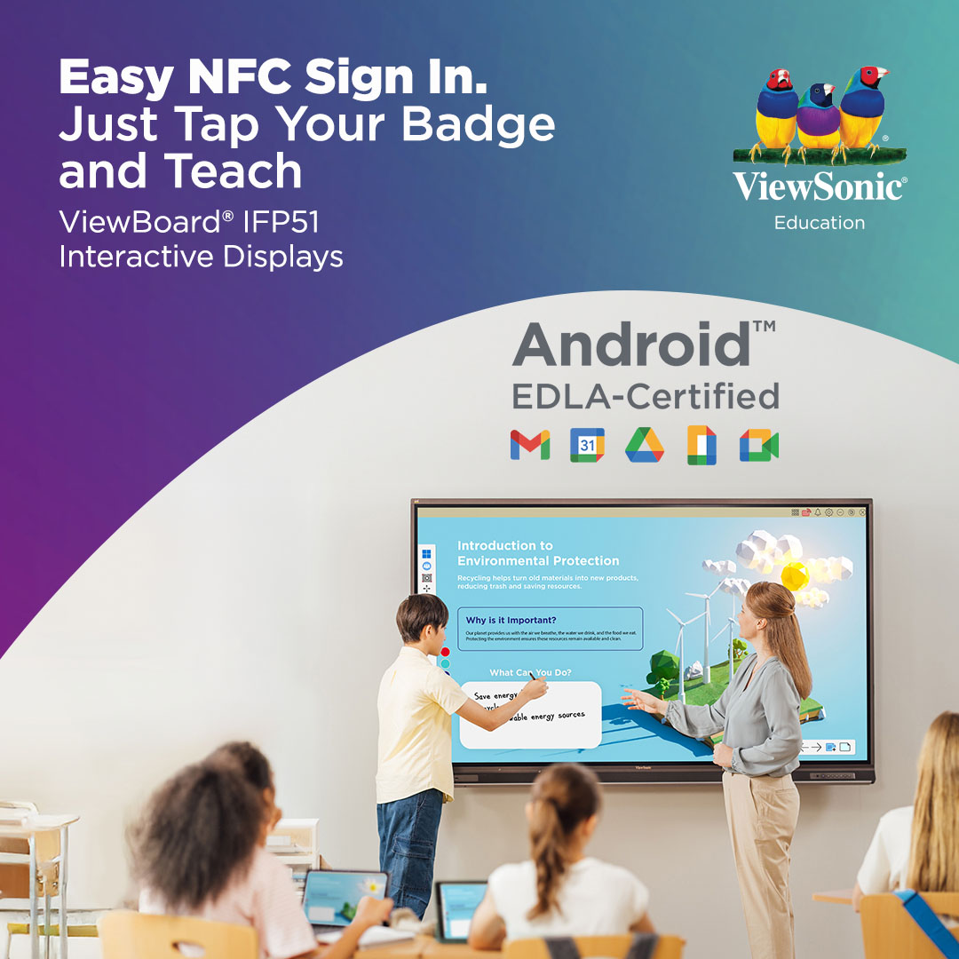 ViewSonicEDU_US's tweet image. How much time do you spend just logging into your classroom tech?
 
You asked for a faster, more secure way to get class started, so we listened!
 
Our new ViewBoard IFP51 interactive displays feature secure and fast NFC sign-in. Just tap your badge or card, and you&apos;re instantly…