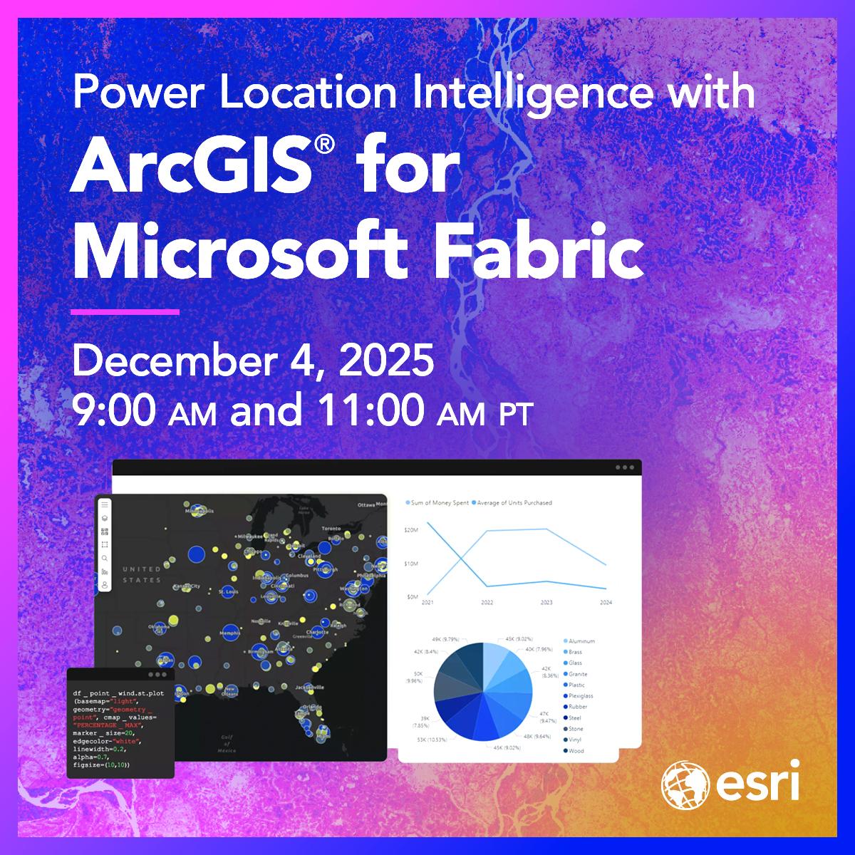 EsriPartners's tweet image. ICYMI 📣 Join Esri Academy&apos;s live training seminar on December 4 to learn about #ArcGIS for #Microsoft Fabric integrations and popular use cases for analytical workflows. #MSPartner

Save your spot👇 
ow.ly/GEzg30sRgh4