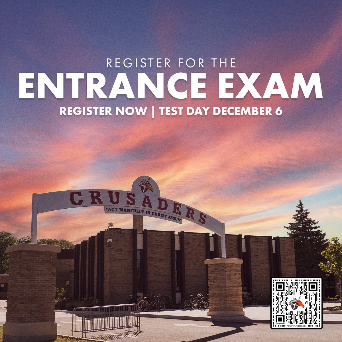 ‼️CLASS OF 2030: The entrance exam is right around the corner! Join us on December 6th &amp; begin your journey as a Crusader‼️

REGISTER NOW: brotherrice.org