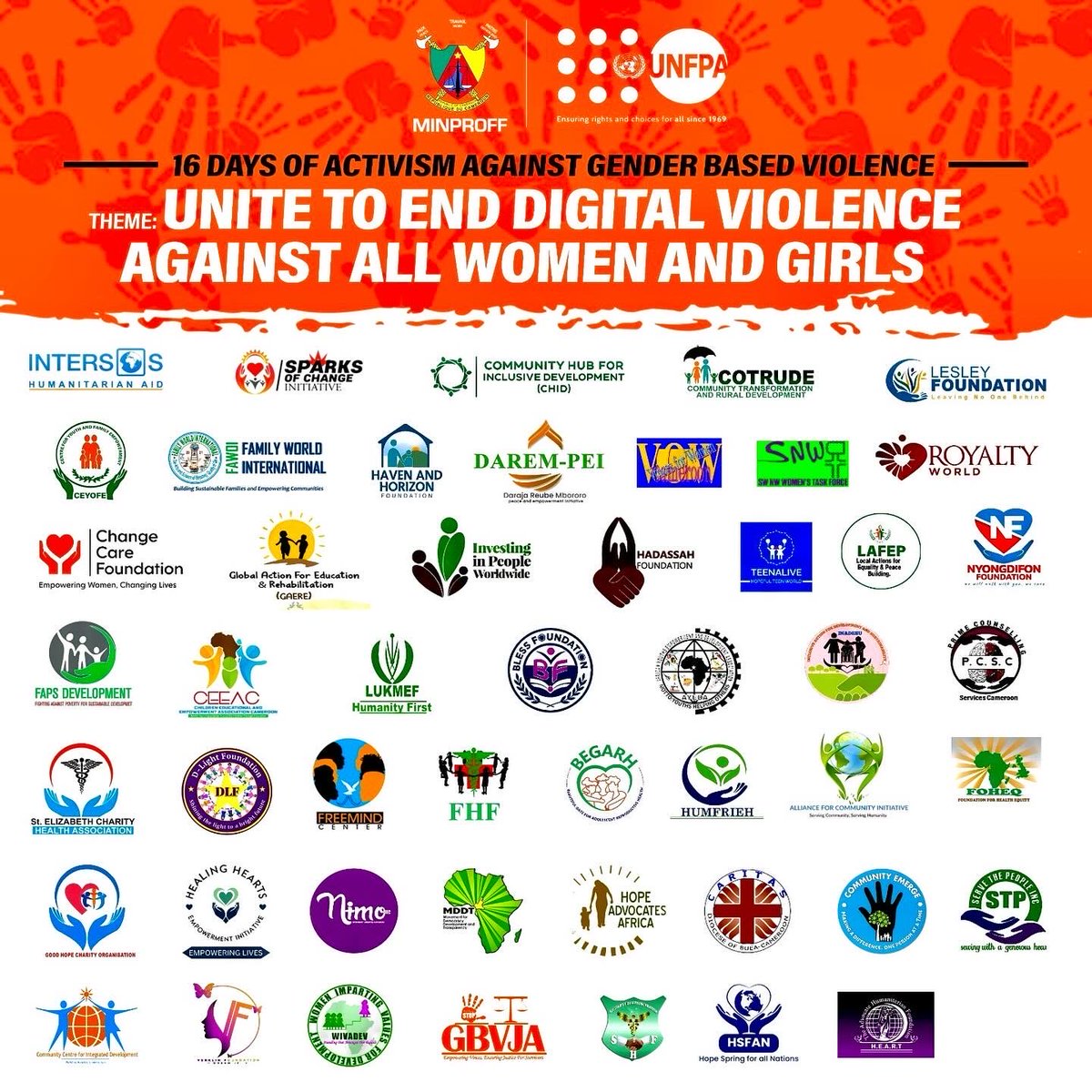 commuidev's tweet photo. We're kicking off the #16daysofactivism against GBV! 🧡 CHID, with CSOs &amp; Min. of Women, led an Orange Walk in Fako Division from O.I.C to Bongo Square. We're redoubling efforts to create safe spaces for all women&amp;girls.#endgbv #notoviolence #orangetheworld #16daysofactivism2025 https://t.co/5loYONBC6z