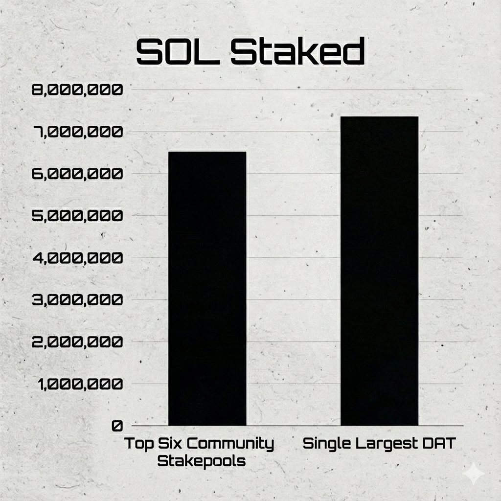Solana's largest treasury company now stakes more SOL on a single validator than all six major community stake pools combined.

DAT and ETF expansion is healthy for Solana, but decentralization must scale with it.

The 33% independent validator threshold must hold.
