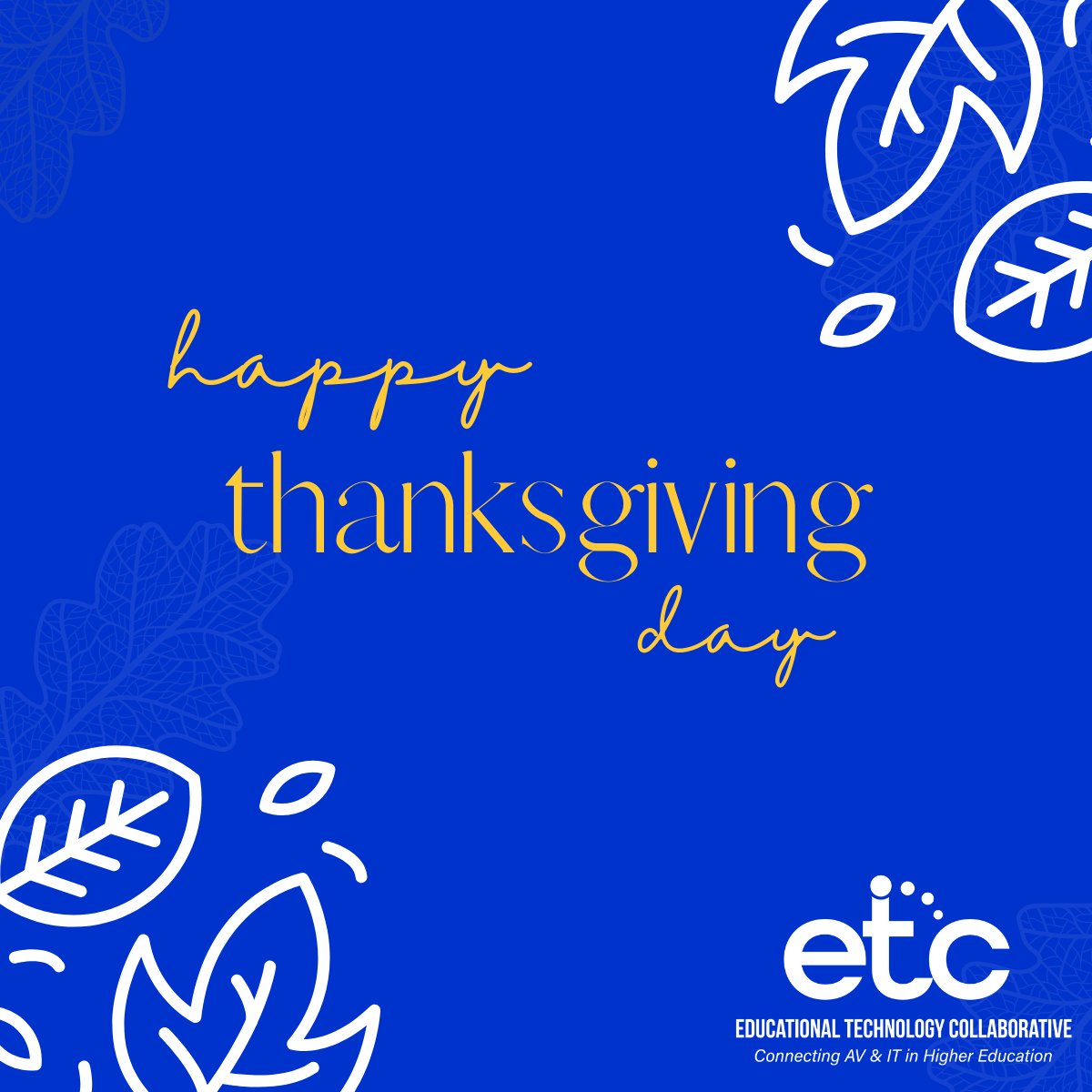 Ed_Tech_Collab's tweet image. Happy Thanksgiving from ETC!

As we reflect on this season of gratitude, we want to extend our heartfelt thanks to our incredible community of educators, technologists, and partners. 

Wishing you a restful, joyful, and connected holiday.