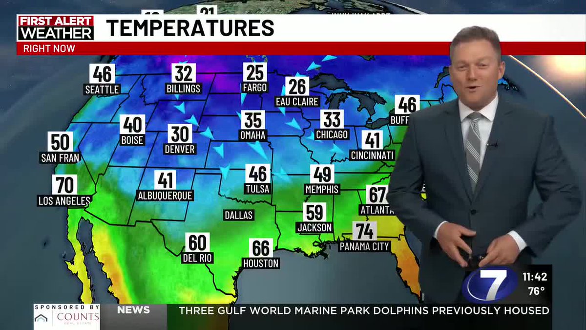 Chief Meteorologist <a href="/RyanMichaelsWX/">Ryan Michaels WJHG</a> says a big cooldown is spreading across the Country heading into Thanksgiving. Find out how low we go in #NWFL right here! wjhg.com/2025/11/26/big…