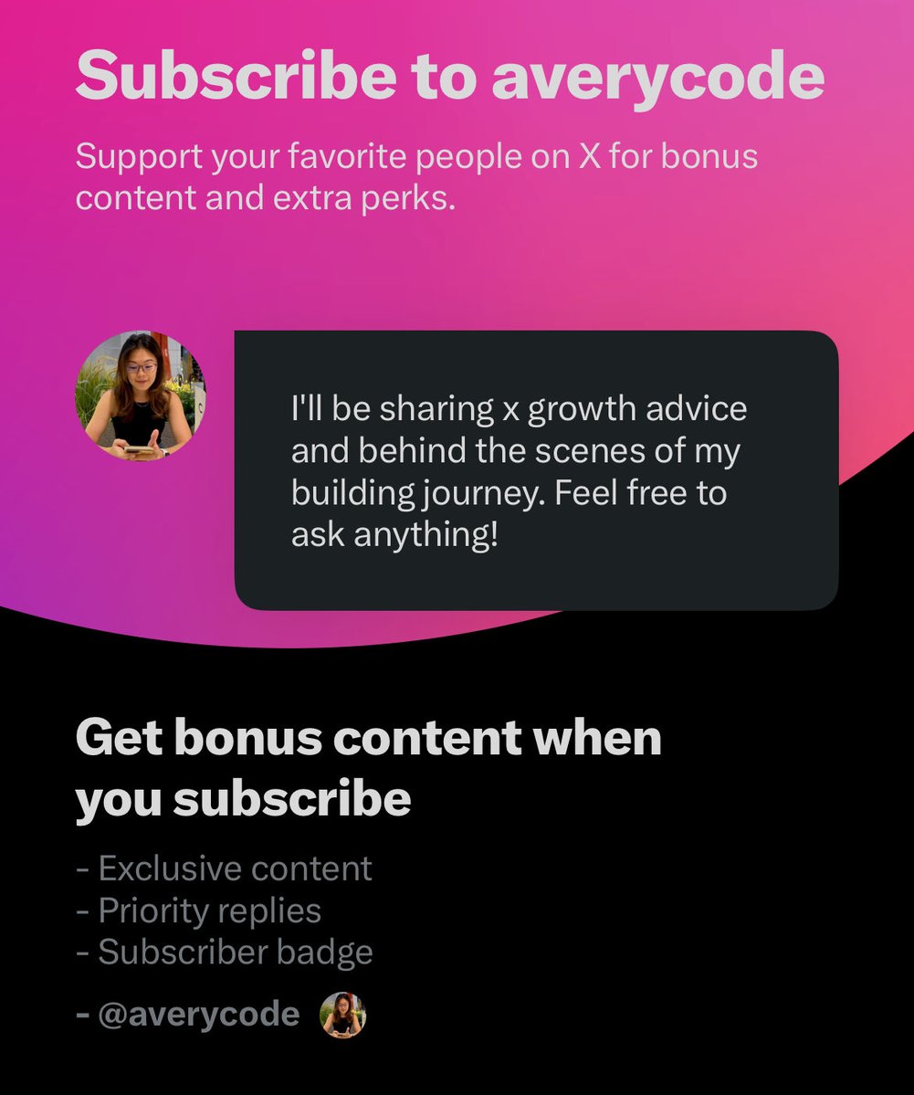 averycode's tweet image. Started x subscriptions :)