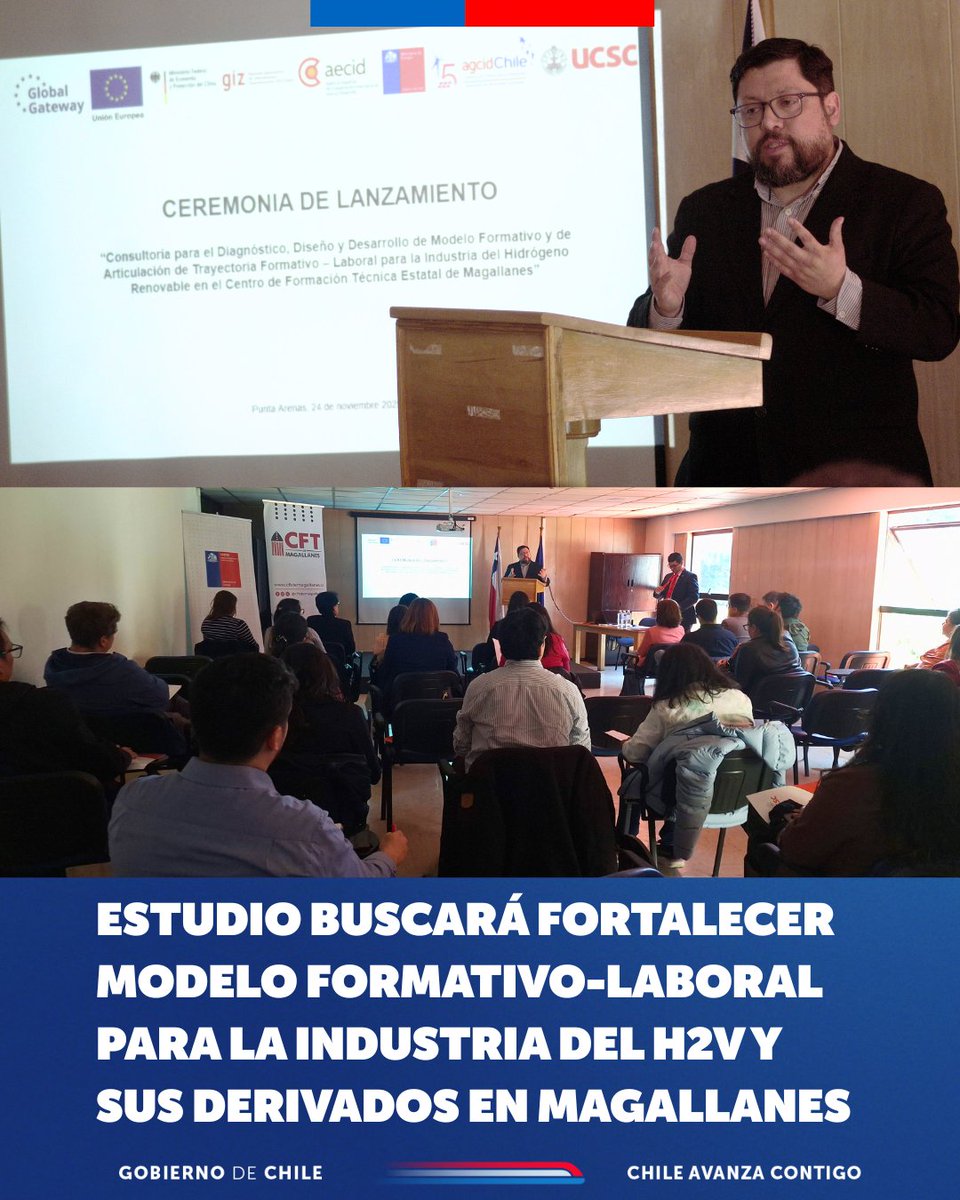 El <a href="/MinEnergia/">Ministerio de Energía</a> impulsa un estudio a cargo de la <a href="/ucscconcepcion/">UCSC Concepción</a> que definirá nuevos perfiles y orientaciones formativas para el CFT Estatal de Magallanes ante el desarrollo del H2V.

El Seremi Sergio Cuitiño destacó que esta iniciativa fortalecerá el capital humano regional.
⚡🌱