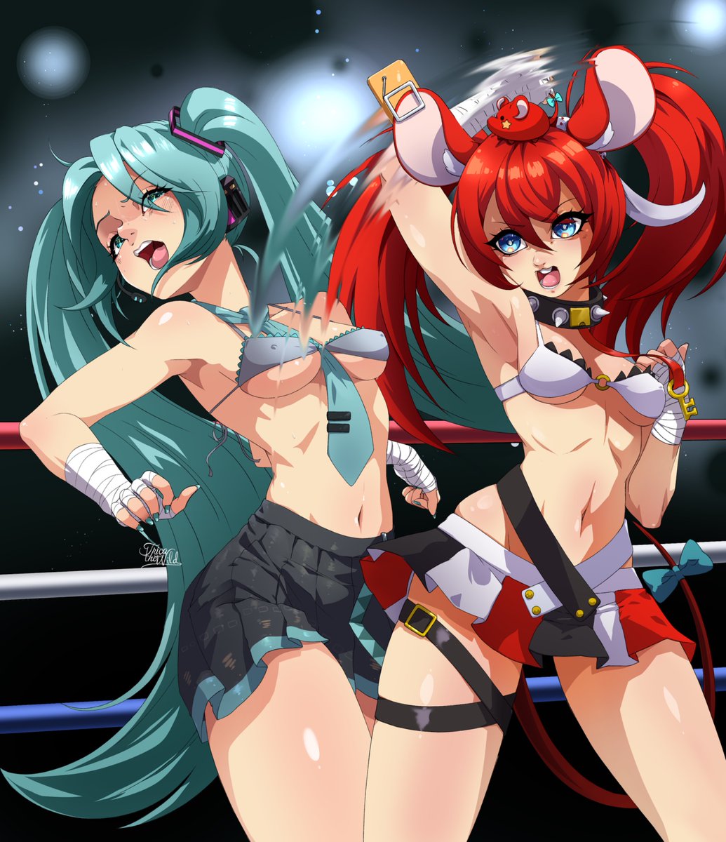 LeonDarktech's tweet photo. I barely ever post my fetish related content here mainly cause i honestly find X annoying to use 
So here is a rare treat cause i thought it was good enough 
Bae uppercuts Hatsune Miku  
Art by Trica https://t.co/FHQ90VKKxA
#Vtuber #HatsuneMiku #hololiveEN https://t.co/pLVvJTkYWx