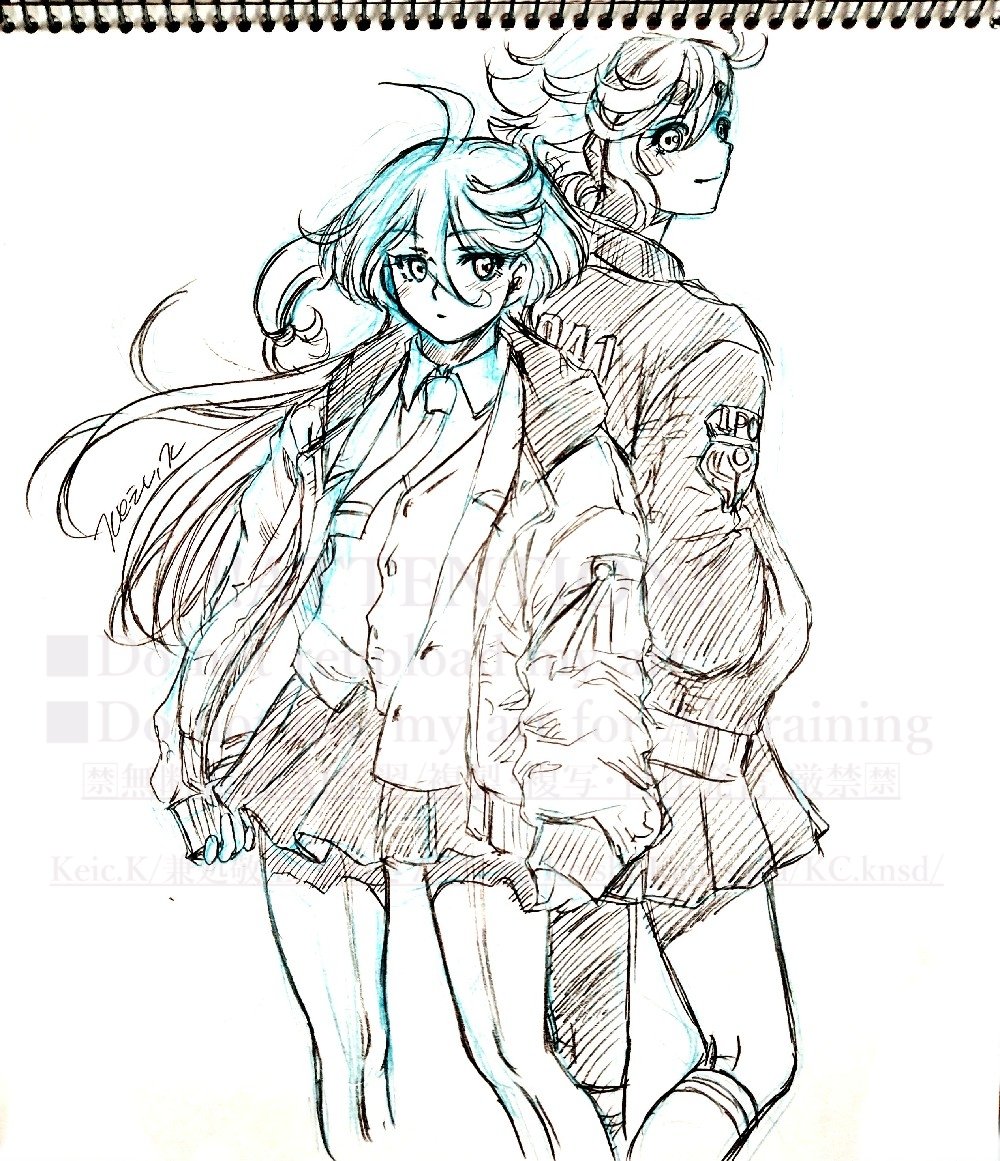 keic24's tweet image. おはよーございます✨朝活終了～！🧹🧺
 
今朝も寒ぅ！今日は朝から午後半ばまで学校の用事で外出ー。もう年末進行で、インフルもらったらヤバいからマスクしておく😅

#リハビリ絵 は #スレミオ
青春フロンティア
制服にコラボのMA-1。こんな着こなしも見れたら可愛いね(*´ω`*)

#水星の魔女
#G_Witch