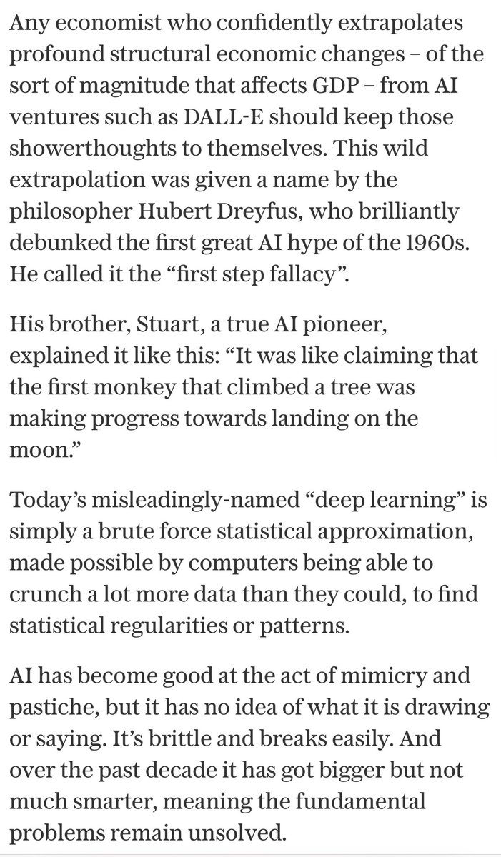 <a href="/GaryMarcus/">Gary Marcus</a> In June 2022 I interviewed you and <a href="/filippie509/">Filip Piekniewski🌻 🐘:@filippie509@techhub.social</a> and others and all of you called for a new approach to AI. 

None of us thought Altman &amp; co would be cynical enough to pass LLMs off as ground-breaking AI. The magic trick was already old by then.

Half a trillion dollars later