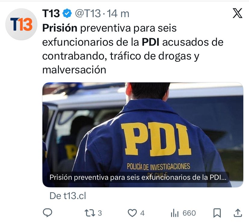 cgajardop's tweet image. Sólo noticias de hoy:
- 6 PDI en prisión preventiva por tráfico de drogas.
- 6 carabineros detenidos por participar en banda que robaba autos.
- Conservador le pagaba un millón mensual durante 5 años a Ministro de la Corte clave en su nombramiento.

Un día tranquilo en Chile.