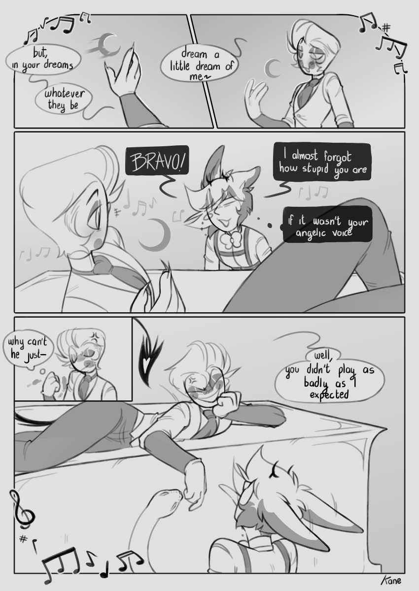 K4nekya's tweet image. CHAPTER 4
page - 6/??

Alastor is a brat 🤡🤡
(next page will be out in the next week!! wait patiently 😵‍💫😵‍💫)

#HazbinHotel #radioapple #appleradio