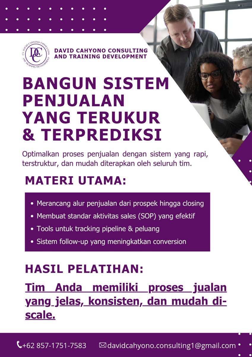 CahyonoAnd572's tweet image. Bangun Selling System yang rapi, terukur, dan mudah di-scale! ⚙️🚀
Dengan sistem yang tepat, penjualan jadi lebih cepat, tim lebih fokus, dan hasil makin maksimal. 💼✨

#SellingSystem #SalesOptimization #SalesTraining #DavidCahyonoConsulting #fypシ゚viral