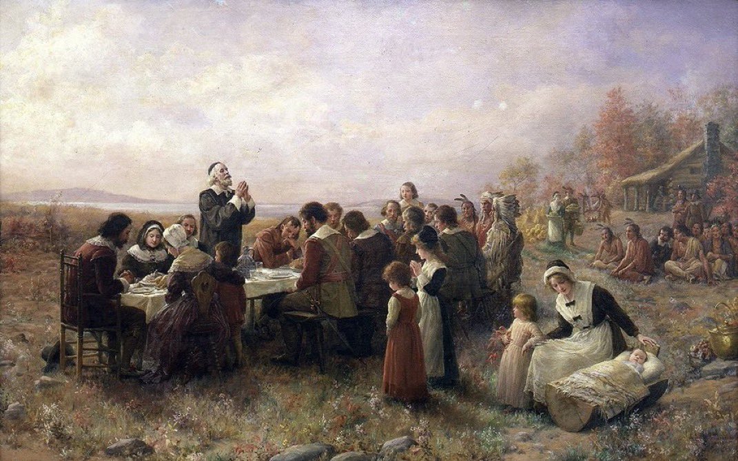 contramordor's tweet image. Thanksgiving is a Heritage American holiday. It is not a Postwar Consensus holiday.

It is not about general thanksgiving to whichever deity you worship, or having a general spirit of gratitude, but it is rooted in echoing the specific thanks—to the Christian God—offered up by…