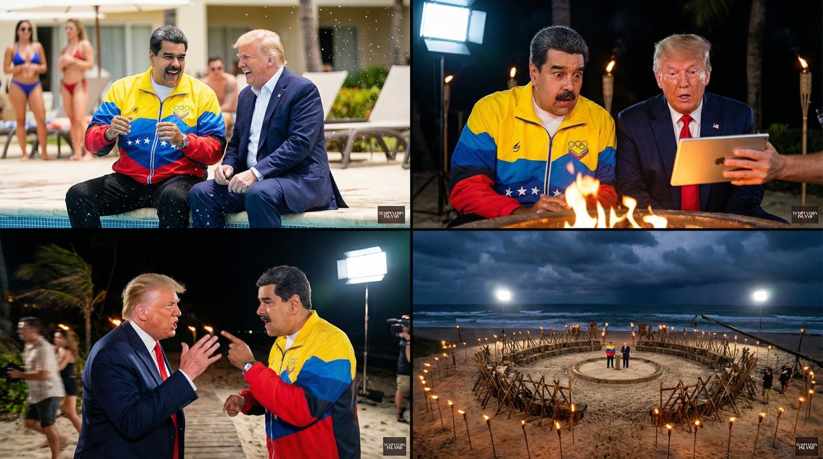 techhalla's tweet image. Go to Nano Banana Pro, upload 2 characters and use this prompt 👇

Enjoy!

Analyze the subjects in the input images to maintain character consistency. Generate a four-panel 2x2 grid representing a direct, high-definition broadcast capture of the real US TV show &quot;Temptation…