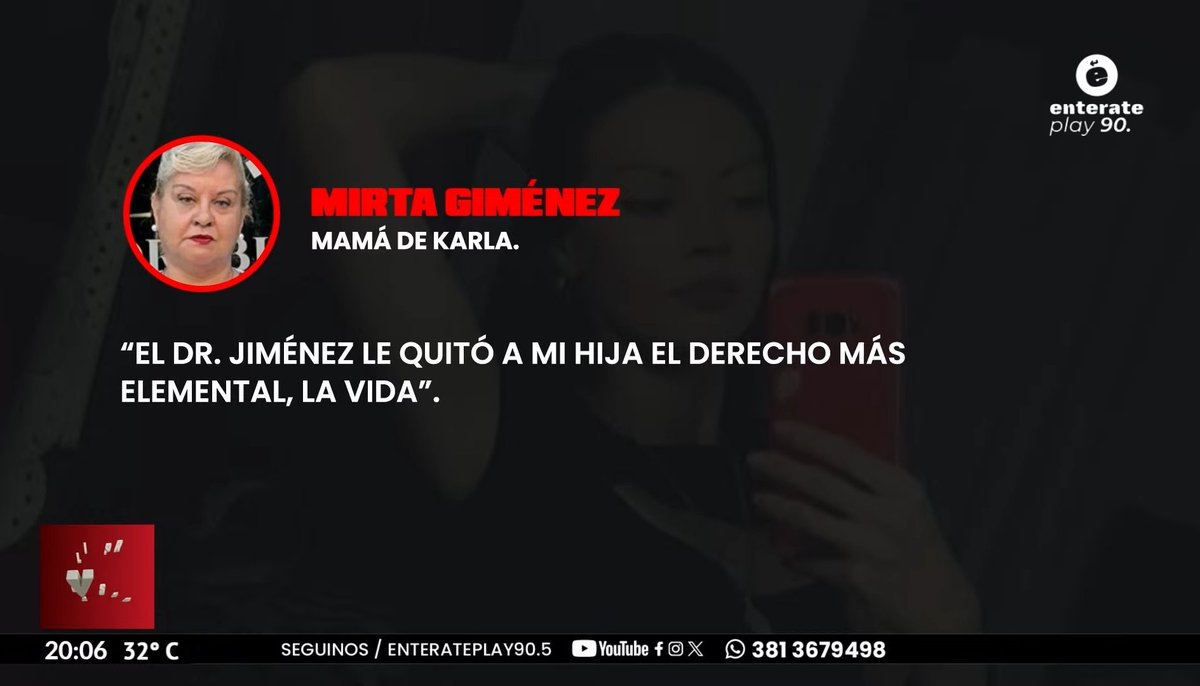 🔴LAS FRASES DE LA MAMÁ DE KARLA ROBLES EN EL PEDIDO A JUICIO POLÍTICO A EDMUNDO “PIRINCHO” JIMÉNEZ 

🐝Mirta Gimenez presentó en la Legislatura de #Tucuman el pedido de juicio político al titular del Ministerio Público Fiscal. 

📺En vivo acortar.link/iUB4Wd