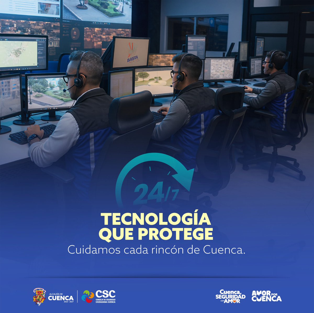 CSC_CUENCA's tweet image. Tecnología que protege.

Gracias a tecnología de punta y a un equipo altamente capacitado, en el Consejo de Seguridad Ciudadana protegemos cada rincón de Cuenca.
Detectamos riesgos, coordinamos respuestas y actuamos con rapidez.