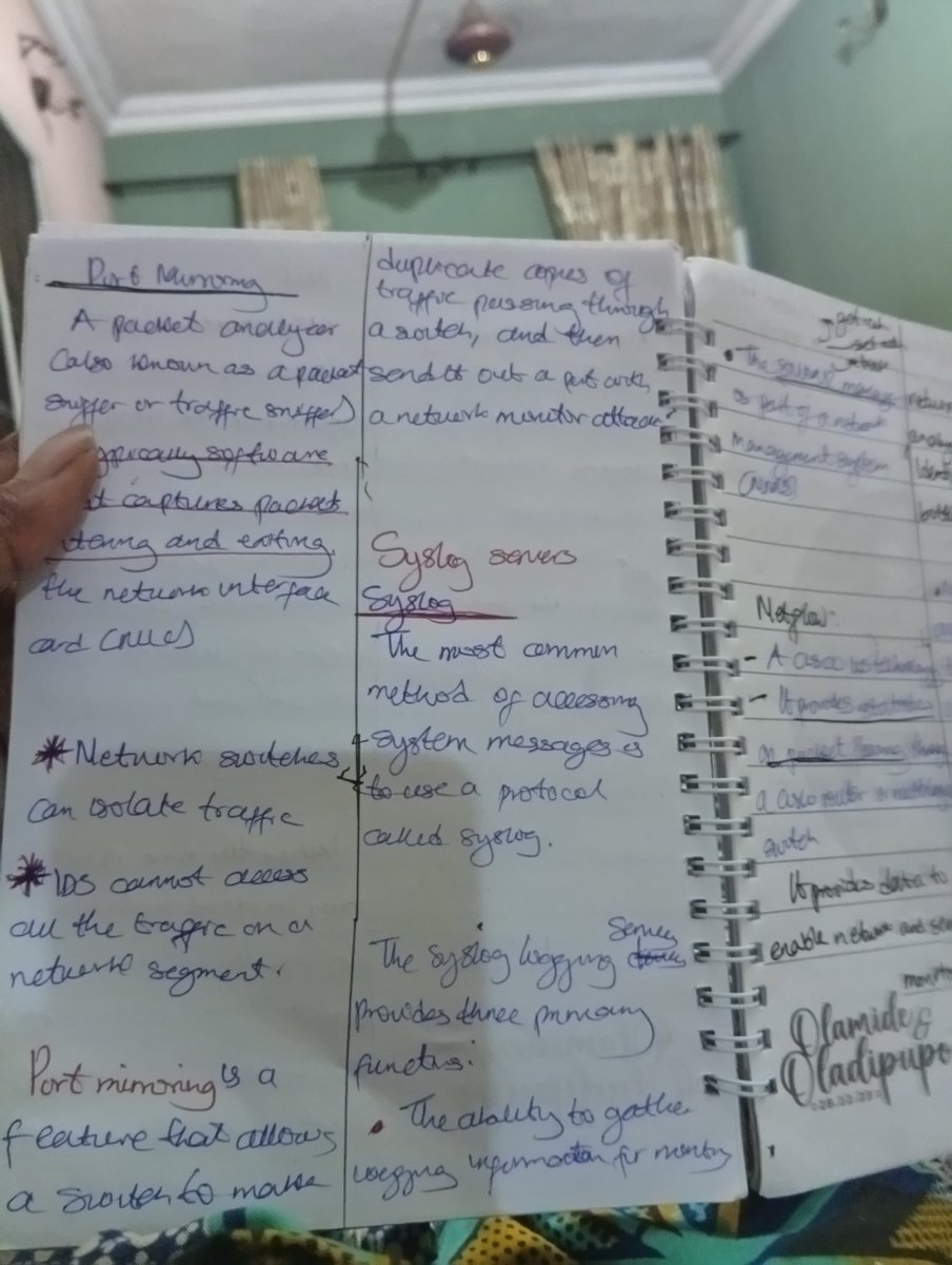 AdeagboRodiyyah's tweet image. Day 59 of #100DaysOfCybersecurity 🥹
✨ port monitoring — basically “who’s knocking on your device’s doors.”
✨ syslog servers a place where all devices report their activity
✨ Didn’t finish my TryHackMe room
@ireteeh @TemitopeSobulo @cyber_combat @cyberjeremiah @NnajiDaniel_C