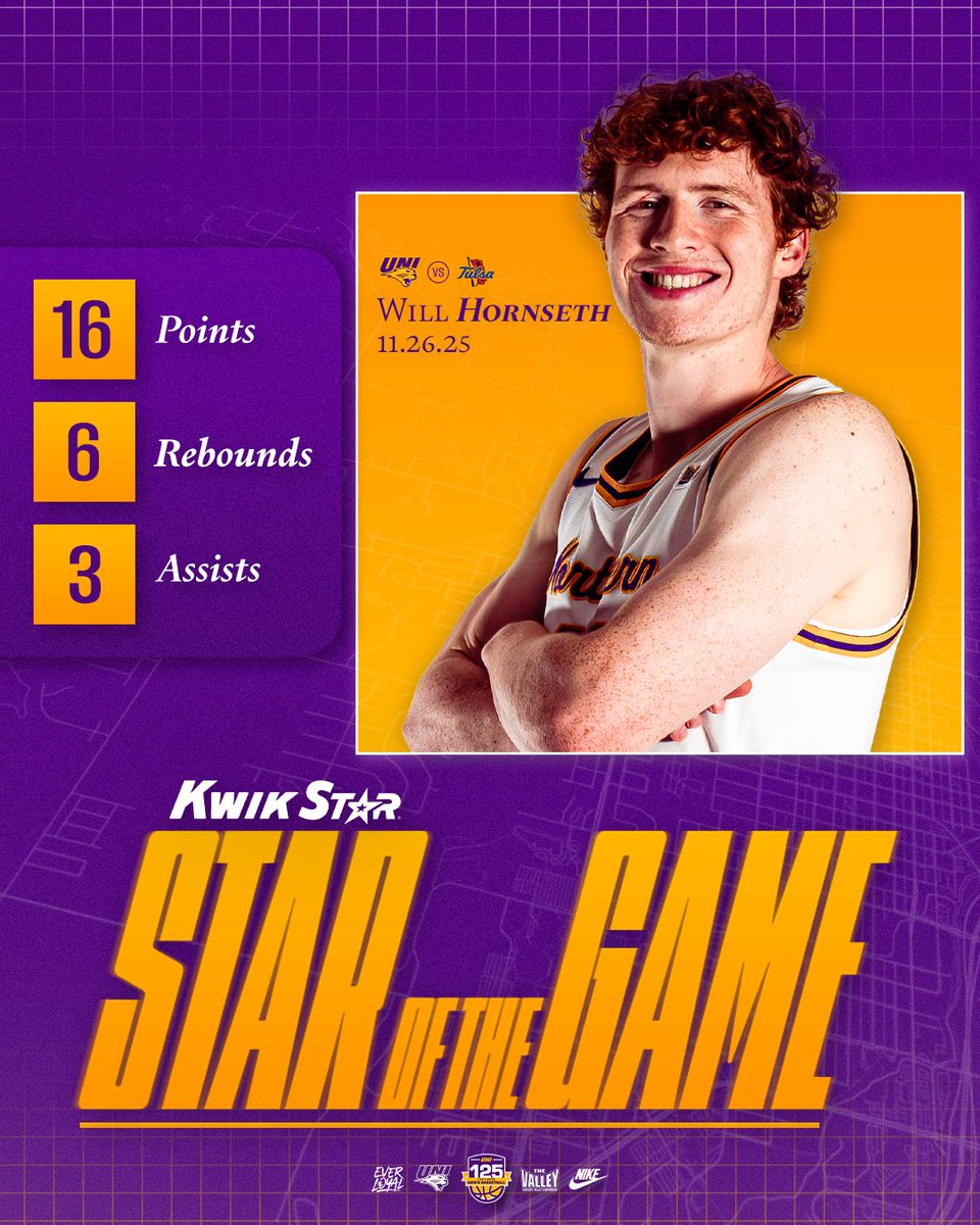 Will Hornseth is your <a href="/KwikStar/">Kwik Star</a> Star of the Game.

#EverLoyal | #1UNI | #Family | #UNIMBB125