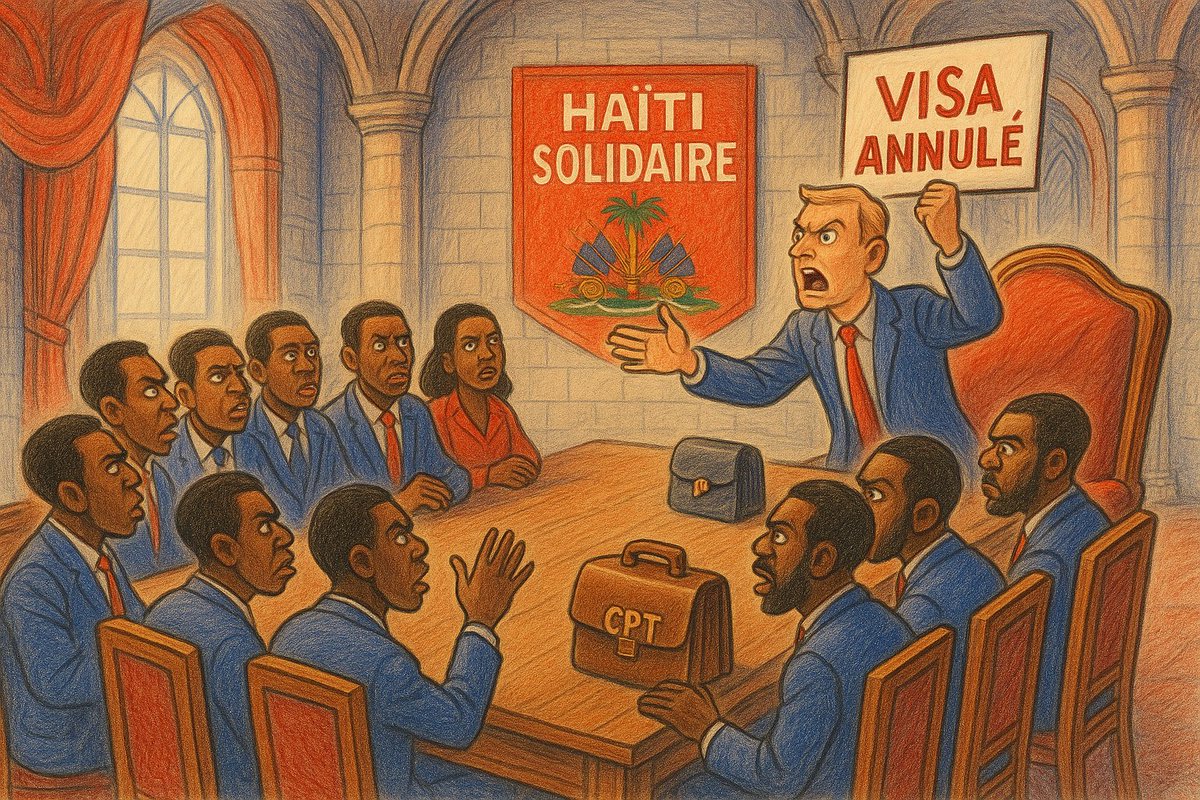 SERGEPLOUIS's tweet image. Après les sanctions sévères des États-Unis et du Canada contre Fritz Alphonse Jean pour connivence avec les gangs armés, la scène politique haïtienne se vide autour de lui. Lors de son point de presse, il est abandonné par presque tous ses pairs. Seul Lesly Voltaire ose encore…