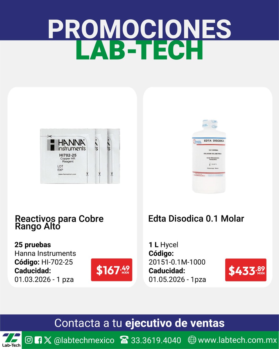 LabTechMexico's tweet image. ✨ ¡Aprovecha nuestros precios especiales en reactivos de laboratorio!

Envíanos mensaje para consultar disponibilidad.