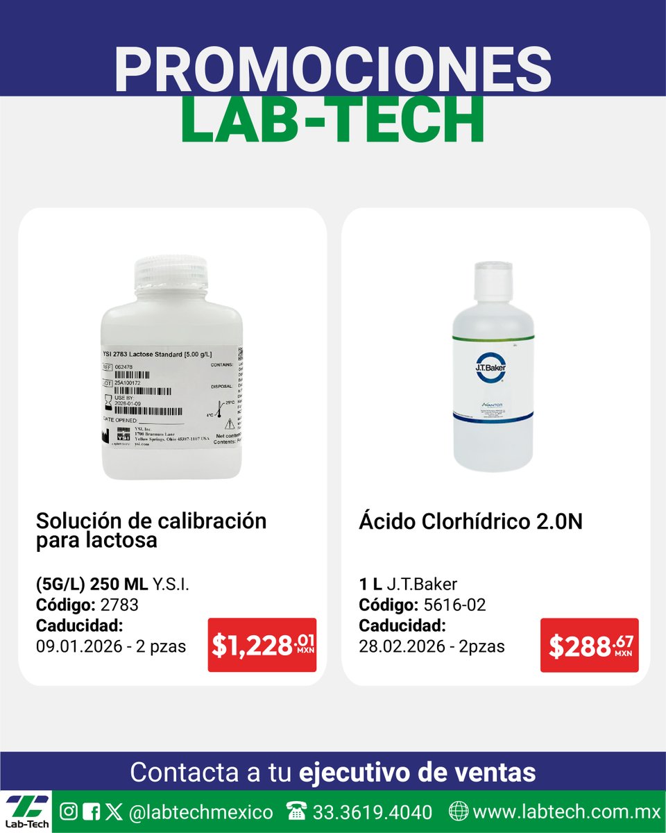 LabTechMexico's tweet image. ✨ ¡Aprovecha nuestros precios especiales en reactivos de laboratorio!

Envíanos mensaje para consultar disponibilidad.