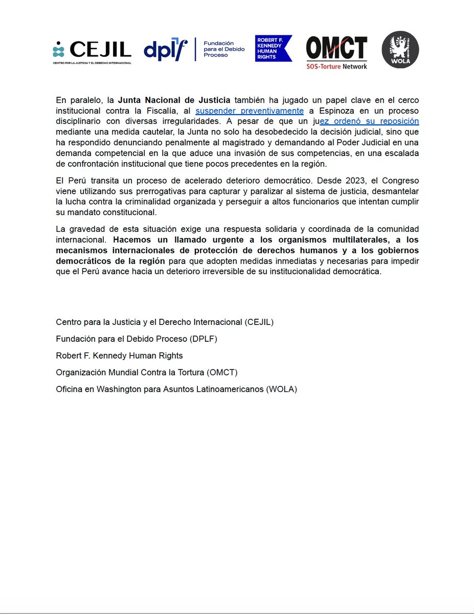 DPLF_info's tweet image. 🇵🇪 | Alertamos sobre el uso instrumental del control político del @congresoperu para someter a la @FiscaliaPeru. Estos ataques ponen en riesgo la lucha contra el crimen organizado y buscan amedrentar a operadores de justicia independientes en el Perú. (1/2)
