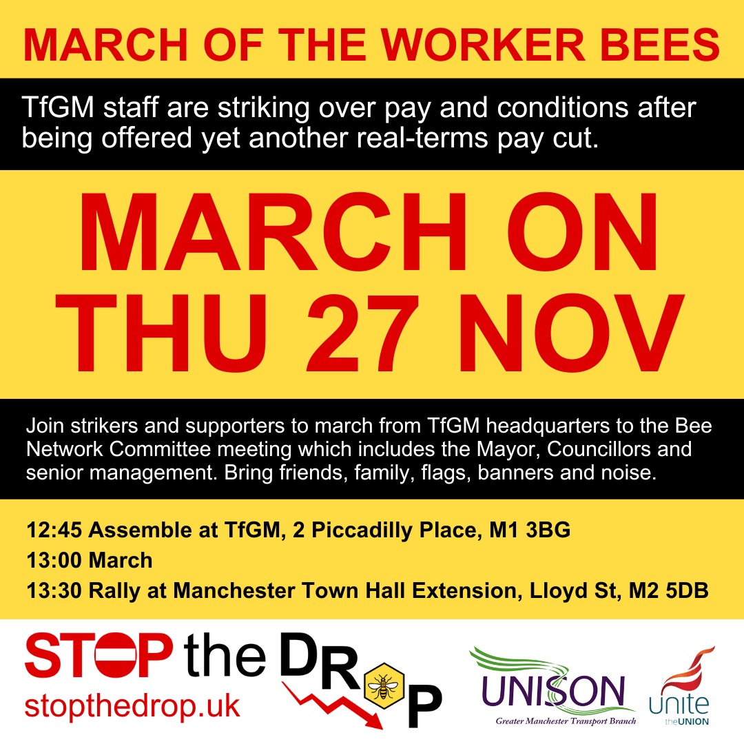 I wrote to Bee Network cllrs this eve on behalf of both unions informing cllrs of our march &amp; rally tomorrow. Asking them to speak at rally &amp; that strikers be allowed to address Bee Network committee inside Town hall.<a href="/MENnewsdesk/">Manchester News MEN</a> <a href="/NorthWestUNISON/">UNISON North West</a> <a href="/unitetheunion/">Unite the union: join a union</a> <a href="/AndyBurnhamGM/">Andy Burnham</a>