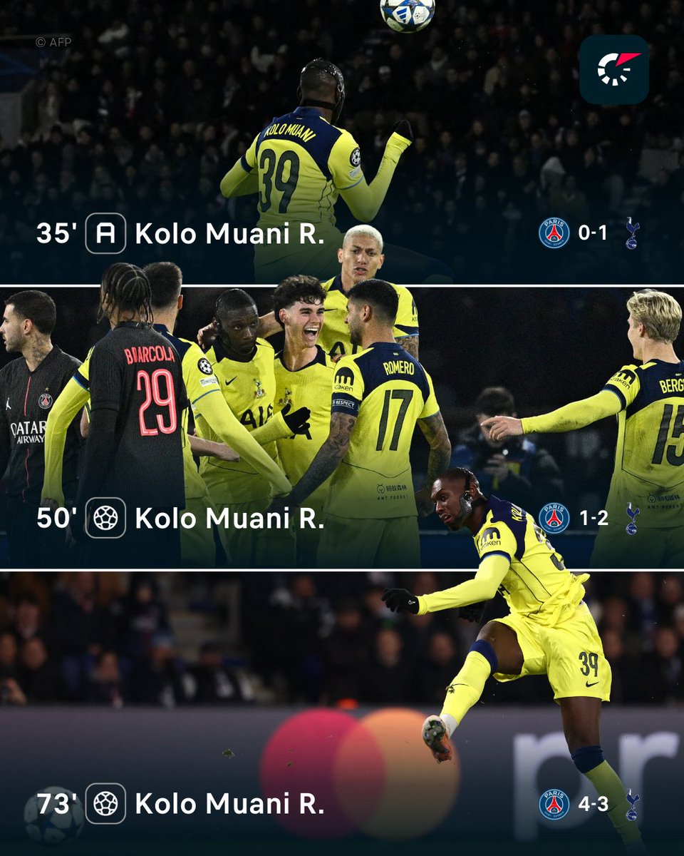 If you thought Kolo Muani would go easy on his parent club, think again! 😅

...Spurs still lost 5-3 though. 😬

#PSGTOT #UCL