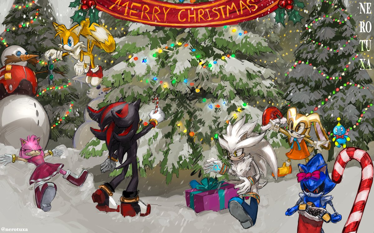 nerotuxa's tweet photo. Entered in an art contest for sonic TD:returns, a little bit early but I hope u guys like the Christmas art!
#SonicTheHedgehog #sonicfanart #ShadowTheHedgehog #eggman #TailsTheFox #SilverTheHedgehog https://t.co/jinim9Y4Ar