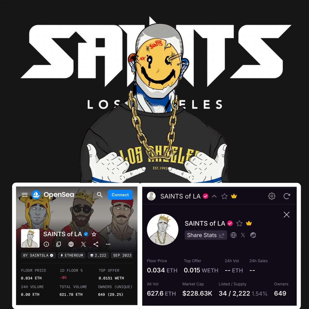 Feels fkn good fam 🤌

Appreciate all the support from everyone !!

After two years and a heavy grind <a href="/saintsoflaNFT/">SAINTS of L.A.</a> fully verified on <a href="/MagicEden/">Magic Eden 🪄</a> and <a href="/opensea/">OpenSea</a> 

S/O to the boss <a href="/KCMontero/">St. KC Montero | Founder | Saints | CHUMPZ</a> for always looking out for us and constantly building !! You’re an absolute legend KC!!!