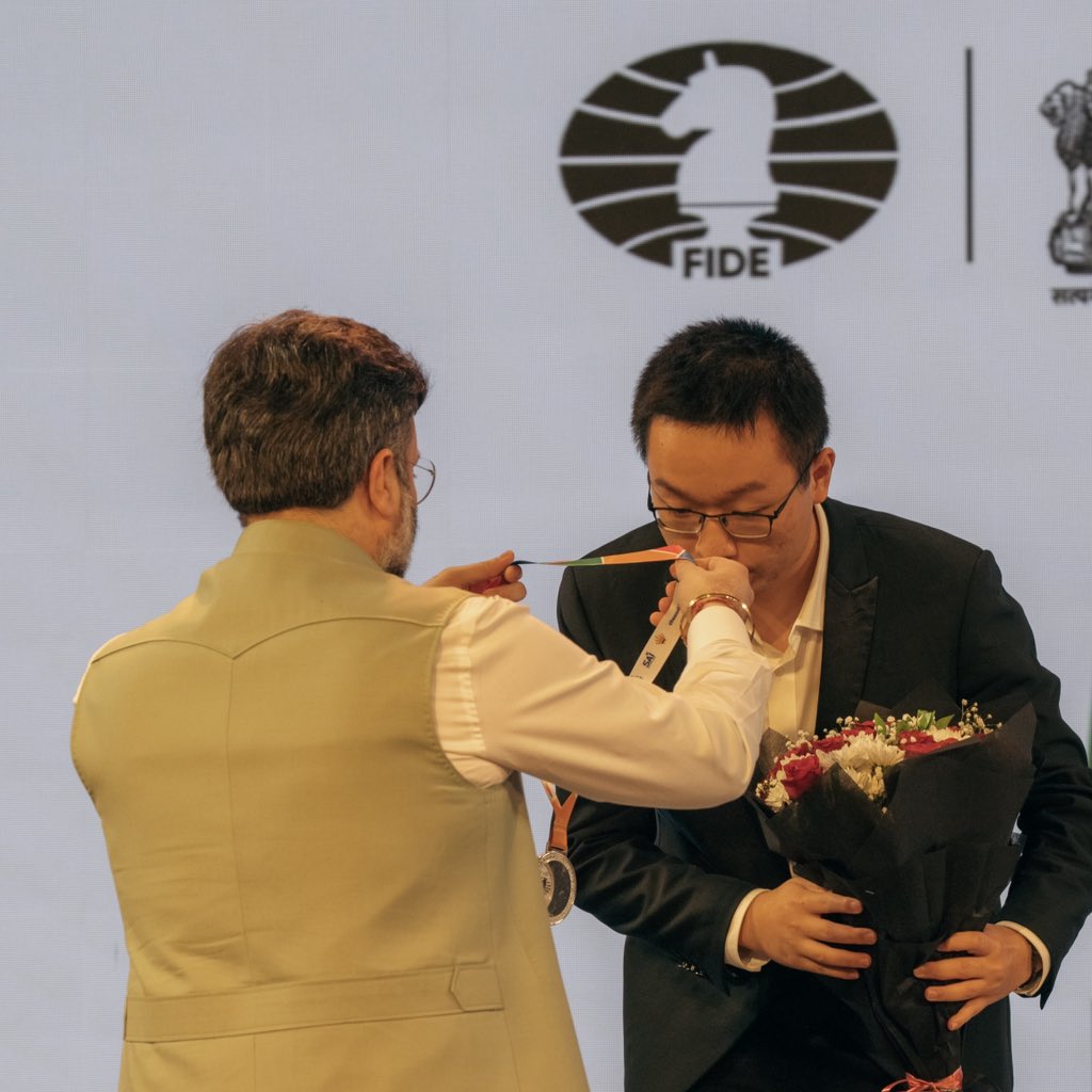 narangnitin's tweet image. As the FIDE World Cup Goa 2025 is officially declared closed, we mark a historic moment: w.e.f Nov 26, 2025, the World Cup running trophy shall henceforth be known as the Viswanathan Anand Cup. 

#FIDEWorldCup2025

@narendramodi @mansukhmandviya @DrPramodPSawant @ramesh_tawadkar…