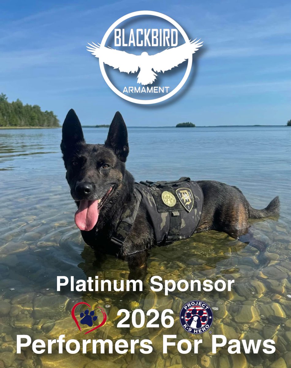 ProjectK9Hero's tweet image. 🖤 @blackbirdarmament Takes Flight for 2026
We’re honored to announce Blackbird as the first Platinum Sponsor for Performers for Paws 2026.
🎤

Every ticket, every sponsor, every voice supports K-9 Heroes who gave everything.

🎟️ Sponsorships now open:
🔗 projectk9hero.org/pages/events