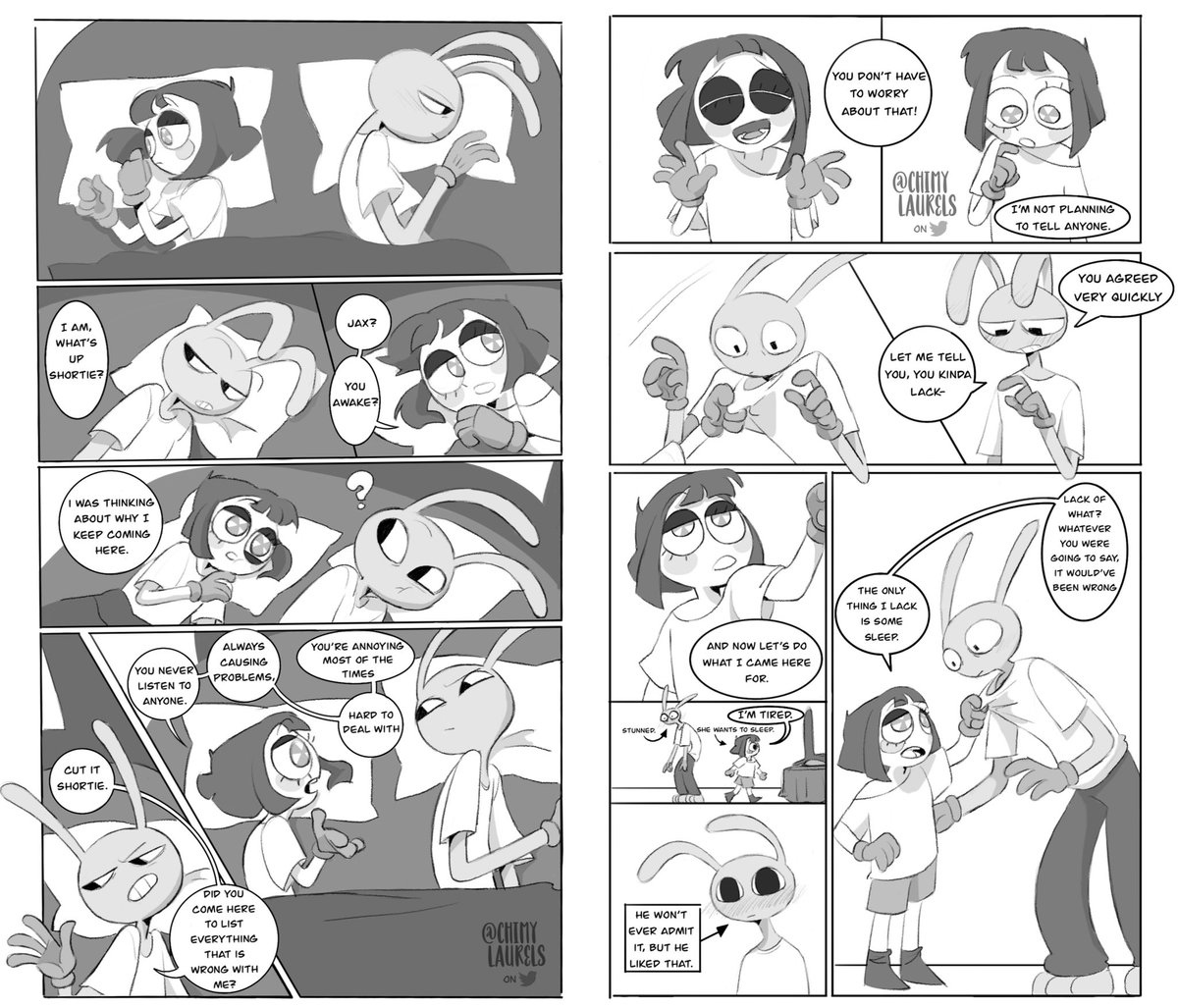 chimylaurels's tweet image. “Just for tonight” #funnybunny comic master post🐰🎪
(Read: right to left)
 -DO NOT REPOST-
#tadc #pomni #jax