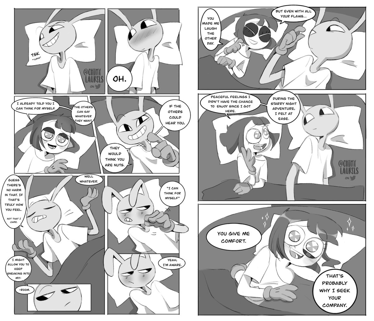 chimylaurels's tweet image. “Just for tonight” #funnybunny comic master post🐰🎪
(Read: right to left)
 -DO NOT REPOST-
#tadc #pomni #jax