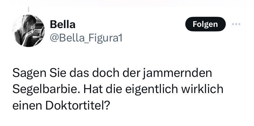 Für @bella_figura1 und ihr neues Alias ab sofort bitte nur noch Dr. med. Segelbarbie 💋💪
🎓