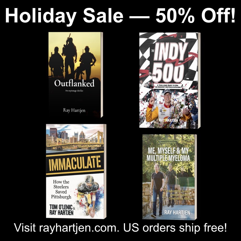 'Tis the season and all!

Signed copies of all four of my paperback editions are on sale at rayhartjen.com. 50% off for the holidays!

#bookstoread 
#bookstagram 
#Indy500
#IndyCar
#thrillerbooks