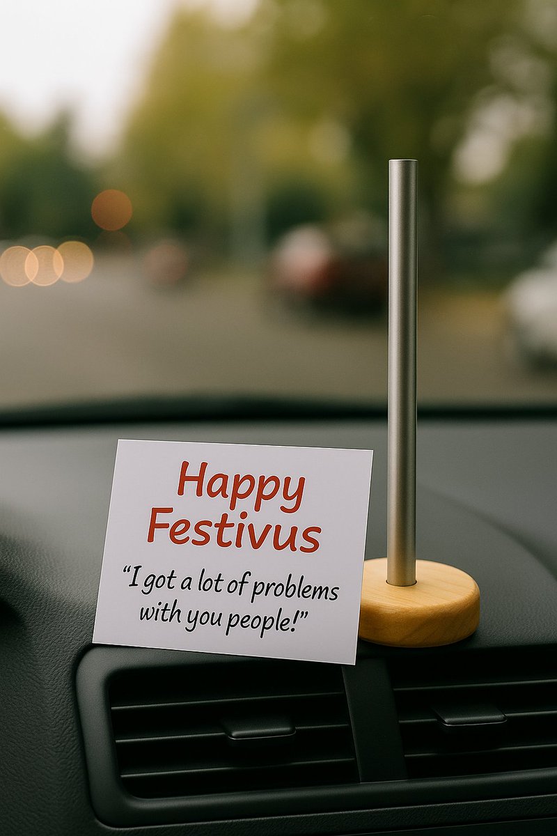 SimopLabs's tweet image. The Festivus pole joined me for a drive today.
Big mistake.
It immediately began judging every single thing happening on the road.
Someone didn’t use their blinker?
 “Serenity now!”
Someone driving 20 in a 50 zone?
 “You want a piece of me?!”

Someone tailgating like they own the…
