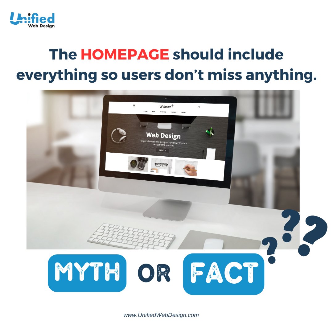 UnifiedWD's tweet image. A homepage isn’t supposed to answer everything...it’s supposed to guide users to the next step. When it’s cluttered, people click away. 

When it’s clean &amp;amp; focused, they stay, explore, and convert. 

Want a quick homepage review?
 👉 unifiedwebdesign.com 

#WebDesign #UXDesign