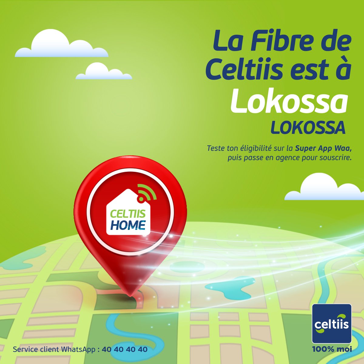 Aplahoué et Lokossa… vous êtes enfin fibrés ! 🎉🔥

C’est du full speed pour vous désormais.

Il ne vous reste plus qu’à vérifier votre éligibilité sur Waa et à passer en agence pour souscrire.

#CeltiisHome #1erOpérateurGlobal #Celtiis100PourCentMoi