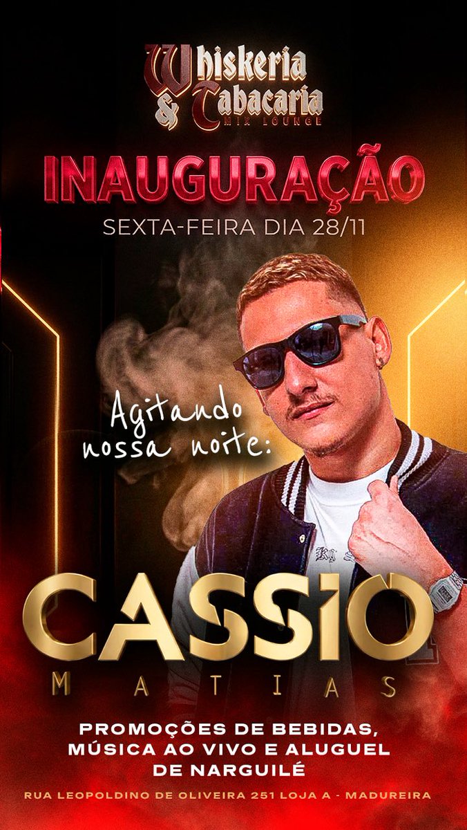 Sexta temos um encontro marcado da inauguração da Whiskeria e Tabacaria Mix Lounge 😍🥵

Rua Leopoldina de Oliveira 257 📍