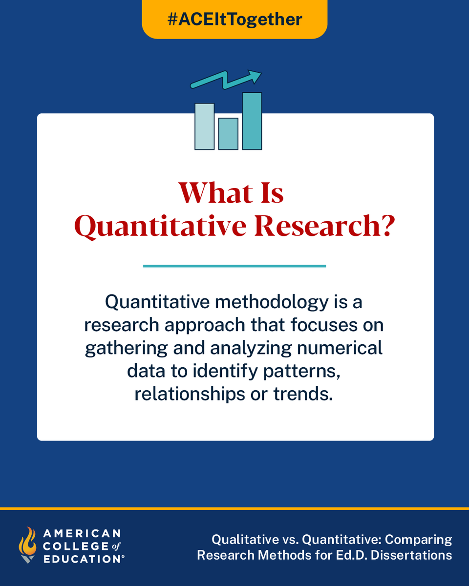 ACEedu's tweet image. Qualitative vs. Quantitative — which research method fits your Ed.D. dissertation? 🤔 

At ACE, we know that the research method you choose for your Ed.D. dissertation isn’t just a technical decision. It shapes how you explore, analyze and contribute meaningful findings. Explore…