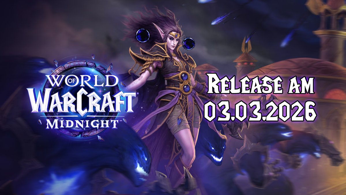 Es gibt endlich ein Releasedatum für #Midnight: Am 03.03.2026 geht's loohoos! Voraussichtlich startet die neue #worldofwarcraft Saison dann am 18. März.

Alle Infos zum Housing, Vorabrelease und Inhalten der Erweiterung:
nerdsquare.eu/wow/news/wow-m…