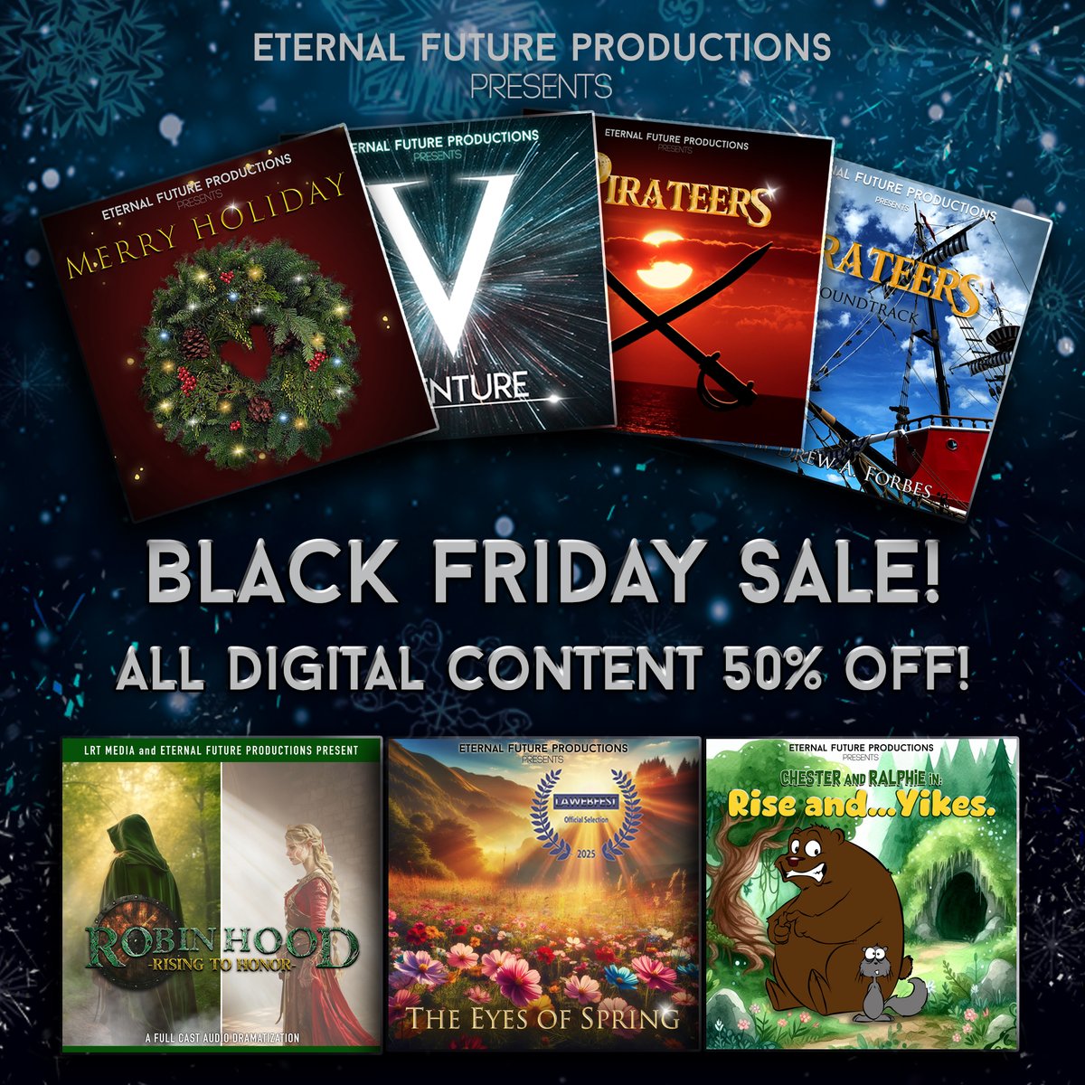 _EFProductions's tweet image. 🎉 Huzzah! Our BLACK FRIDAY sale is here from November 26th - November 30th! Don't miss it! They make wonderful Christmas gifts!! 🎄

Visit: eternalfutureproductions.com

* * *
Digital content 50% off. Coupon code: EFBLACKFRIDAY50
CD's 20% off. Coupon code: EFBLACKFRIDAY20
* * *