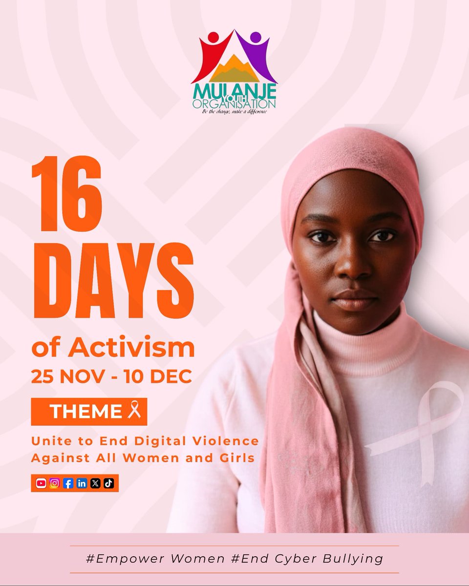 It’s 16 Days of Activism! 🧡
Mulanje Youth Organisation stands to UNiTE &amp; End Digital Violence Against All Women and Girls.
Everyone deserves safety—online and offline.
Let’s act now.
#16DaysOfActivism #EndGBV #DigitalRights