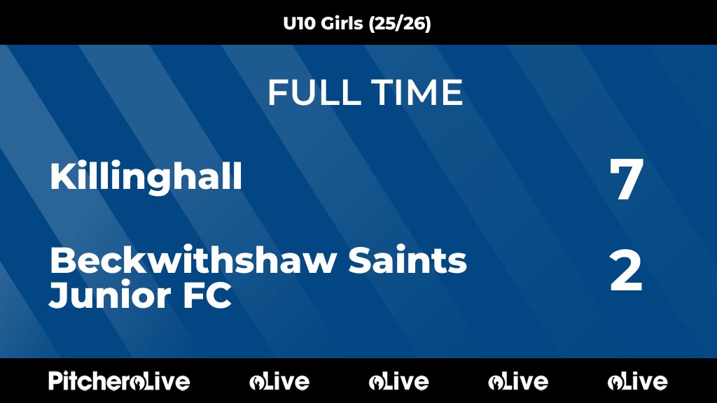 FULL TIME: Killinghall 7 - 2 Beckwithshaw Saints Junior FC
#KILBEC #Pitchero
bsjfc.co.uk/teams/278390/m…