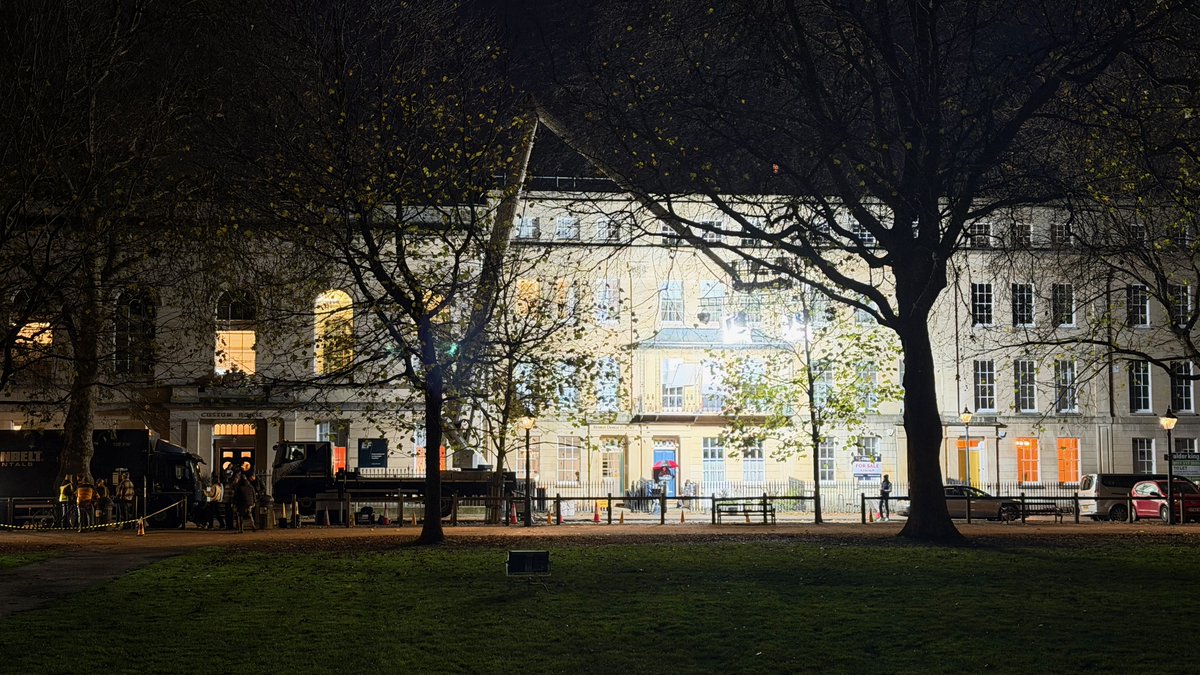 bristol_filming's tweet image. Buccaneer Media filming series two of "The Crow Girl" for Paramount+ in a private property on Queen Square.  Wednesday, 26th November, 2025.  #bristol #filming #crewloc