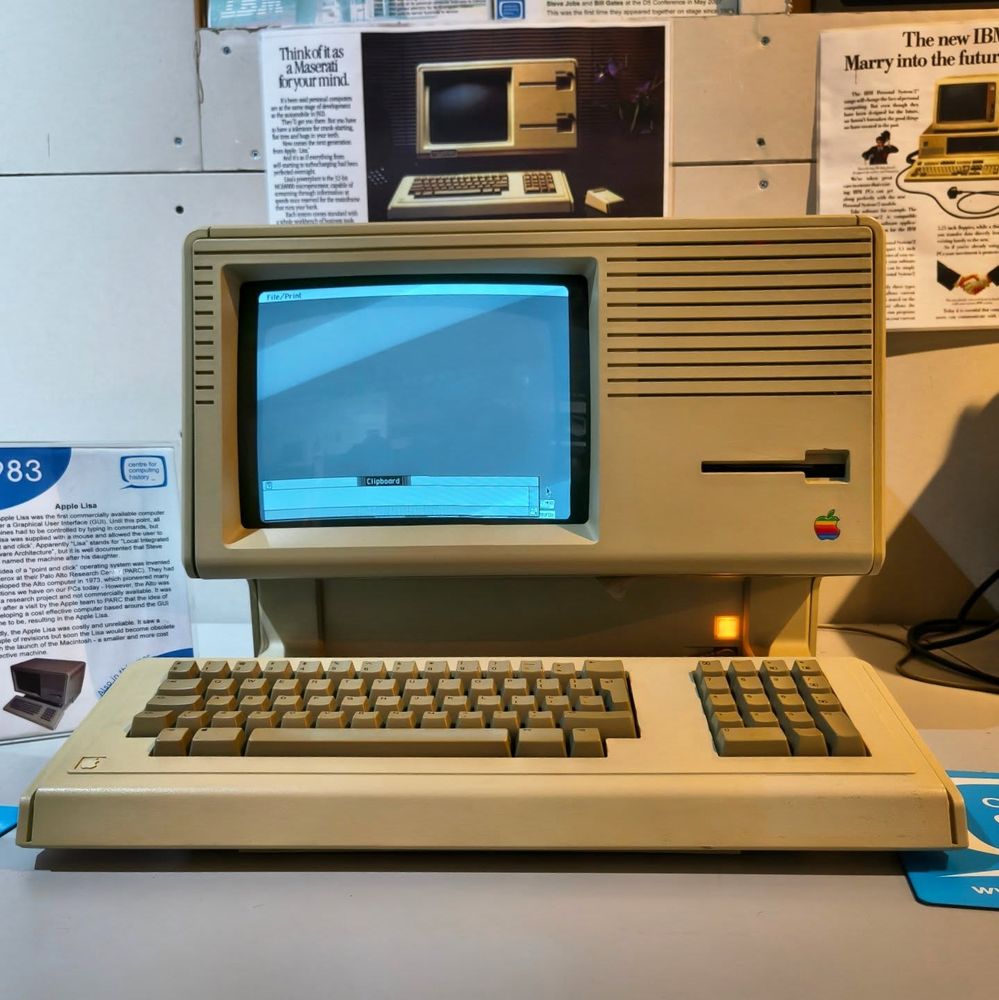 nostalnerd's tweet image. The Apple Lisa, 1983; The first commercially available computer to come with a GUI.