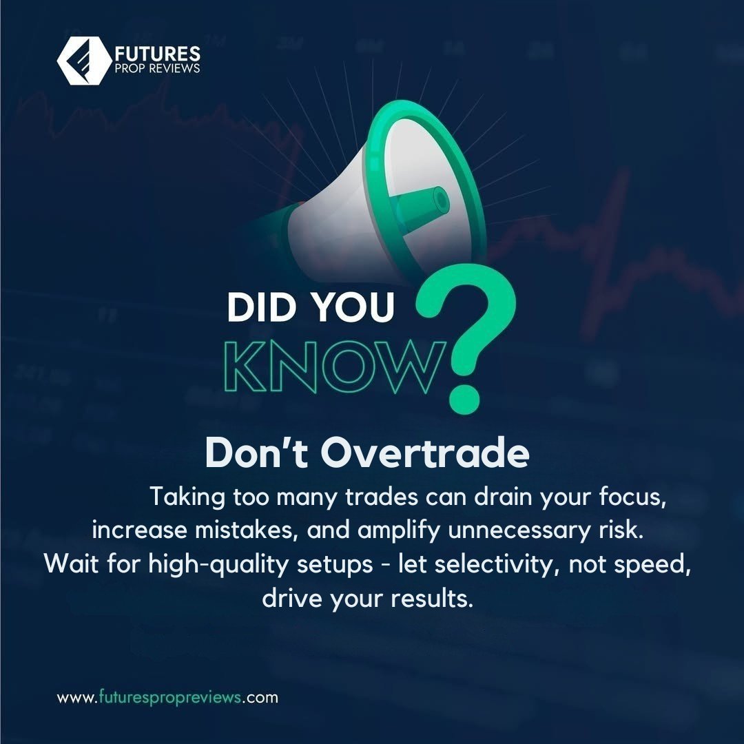 futuresproprev's tweet image. 💡 Market Myth Busted
Think more trades mean more gains? Wrong.
Overtrading kills focus, adds risk, and leads to avoidable losses. ⚠️
✅ Trade smart-wait for clean, high-quality setups.
📊 Selectivity beats speed every time.
#TradingTruths #SmartTrading