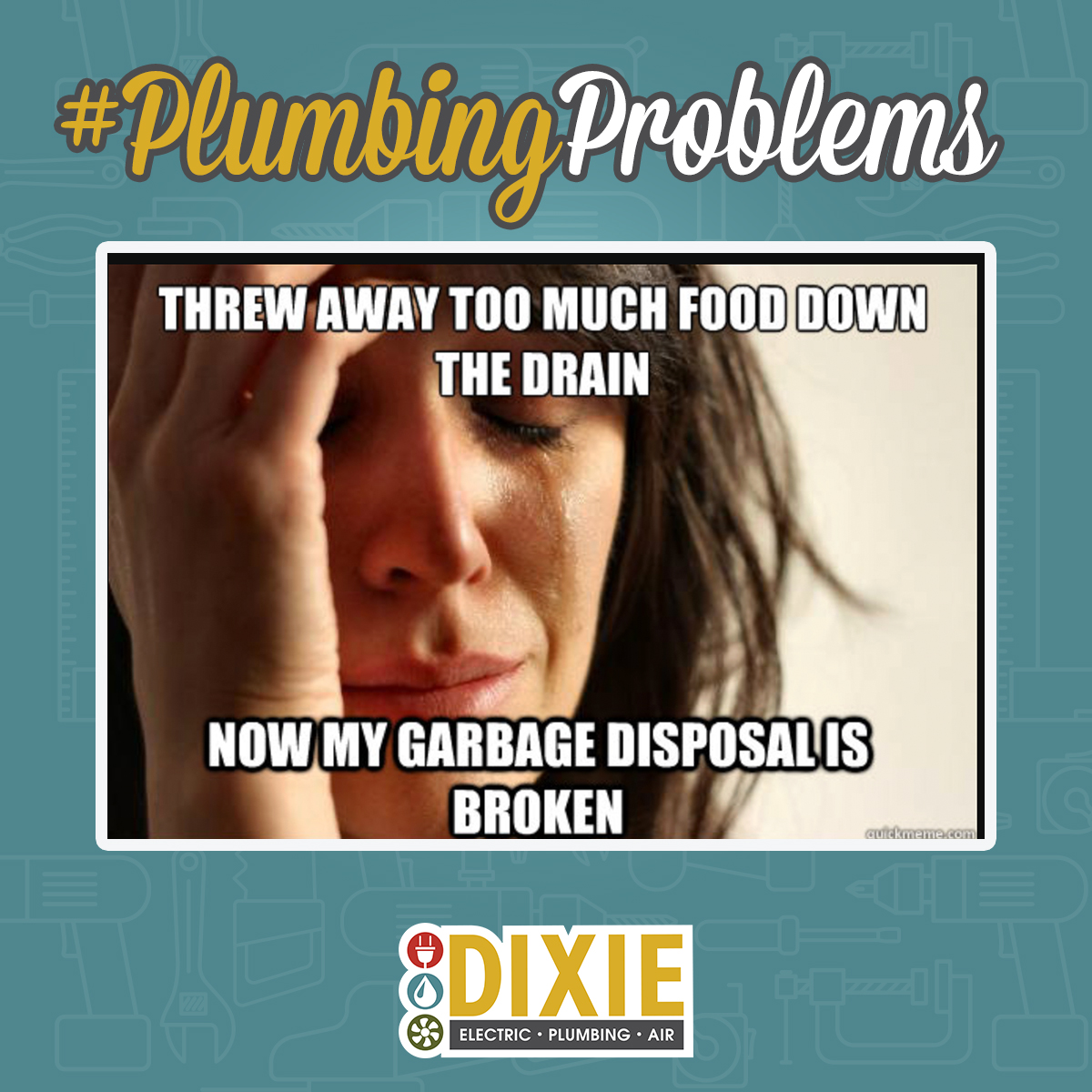 calldixie's tweet image. When you realize your garbage disposal isn’t a trash can… 💀 Call us before a small clog turns into a big repair! 📞 bit.ly/47SSayj #PlumbingProblems #GarbageDisposal #FixItFast #CallDixie