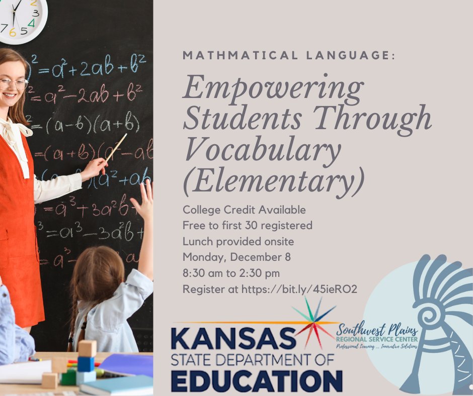 swplains's tweet image. This session explores effective strategies to help students develop and use precise mathematical language to deepen their understanding and communication. Free workshop and college credit available to first 30 that register at bit.ly/45ieRO2!