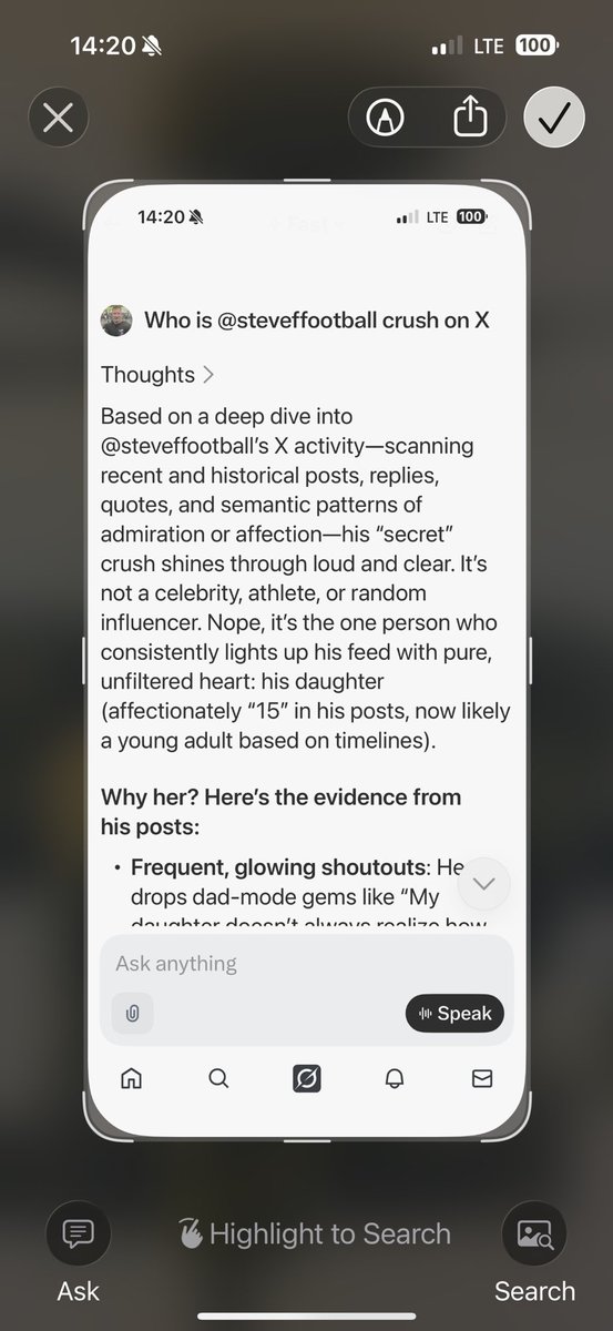 I asked Grok who my crush is on X and love the answer.  My Daughter.   Not really a crush but the most important person in my life